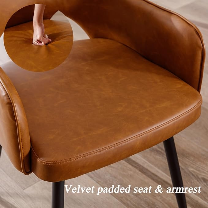 DUOMAY Swivel Dining Chair Set of 6 PU Leather Upholstered Side Chair Modern Accent Guest Chair Home Office Desk Chair for Dining Room Living Room Office, Brown