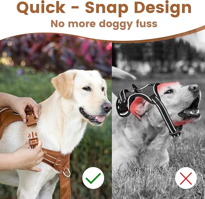 No Pull Dog Harness, Reflective Puppy Vest for Small Medium Large Sized Dog(Carmel Brown,XL)