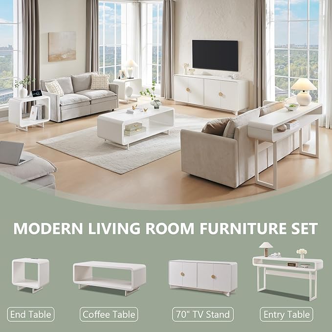 23.6" Modern End Table, 2 Tier Side Table with Charging Station, Simple Bedside Table with Open Storage Shelf, Outlet, Wooden Nightstand for Bedroom, Living Room, Study, Easy Assembly, White