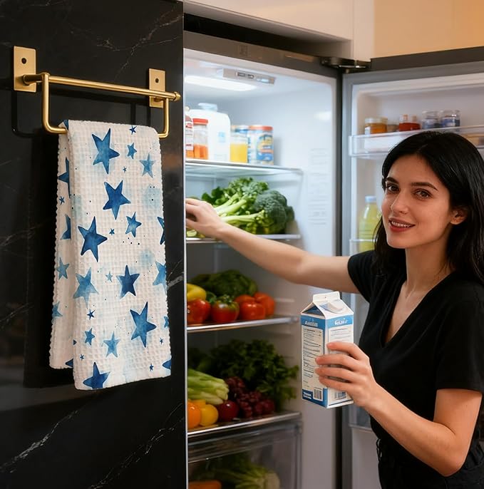 Watercolor Star Hand Towel, Star Waffle Towels, Nursery & Bathroom Hand Towel, 16x24 Inch Celestial Blue Dish Tea Towel Decor for Kitchen & Nursery & Bathroom, Gift For Friends & Homeowners.