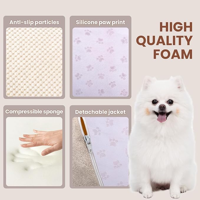 Dog Stairs for Small Dogs, High Density Foam Dog Steps, Extra Wide Non-Slip Pet Ramp for High Beds Or Couch, Soft Doggie Ladder for Dogs Injured, Older Pets, Small Cats