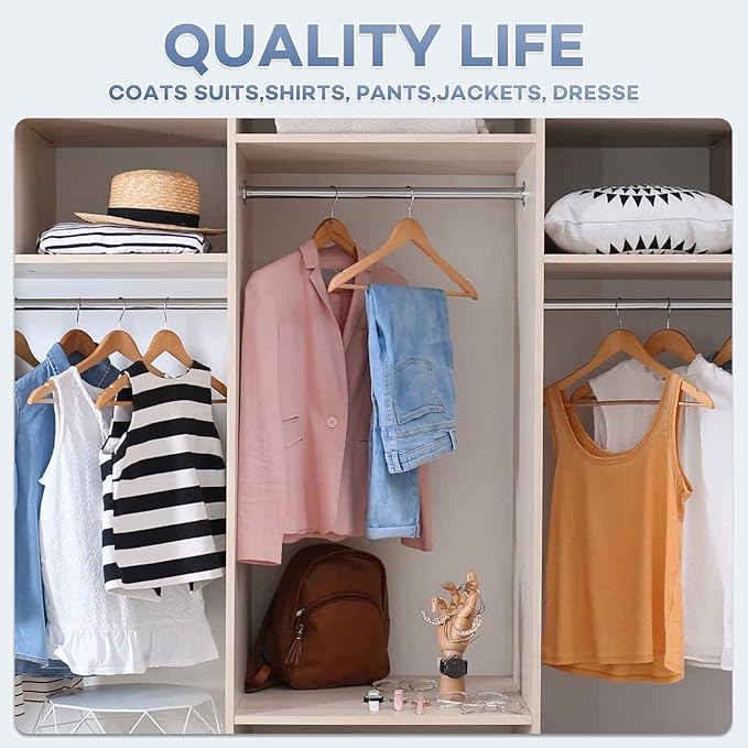 Wooden Hangers 30 Pack, Heavy Duty Wood Hangers for Coats, Suits, Jackets, Closet & Pants Durable Premium Wood Hangers with 360-Degree Rotatable Hook and Notches, Natural