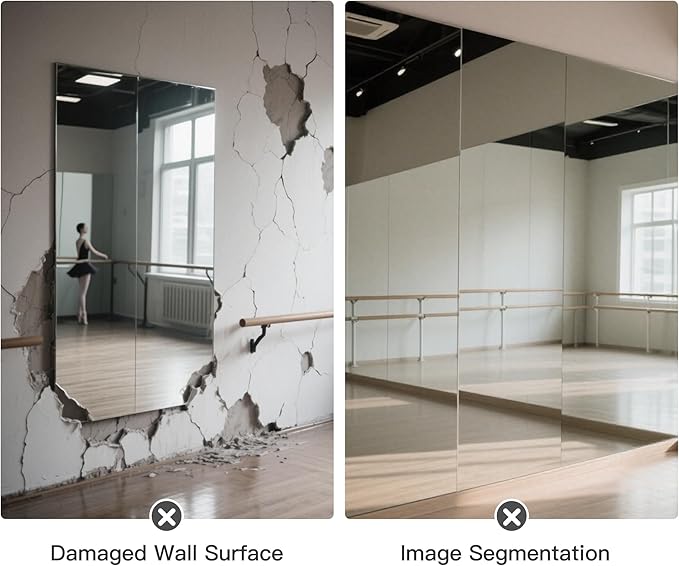 brisafe 2PCS 79"x47" Ultra-Light Wall Mirror for Home Gym & Yoga Studio, 9.9LB Shatterproof Full-Length Mirror with 0.04mm Nano Film, Easy Installation & Commercial Use (60% Insurance Savings)