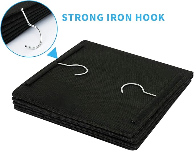 2 Pack Hanging Closet Organizer, 5 Shelves Hanging Storage with 6 Side Pockets for Clothes Shoes, 43"x12"x12"(Black)