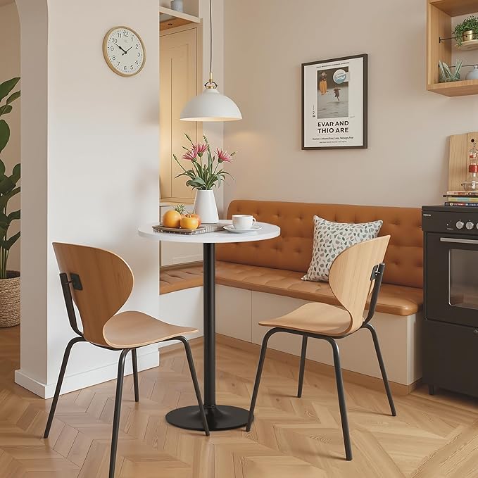 Homall Round Dining Table Bistro Pub 23.8 x 39.5 Inches Bar Table for Kitchen, Dining Room (2, White-Black)