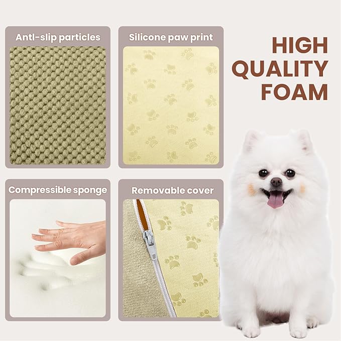 5 Steps Dog Stairs for Bed, 24" Dog Steps for High Bed, High Density Pet Steps for Small Dogs, Extra Wide Non-Slip Dogs Ramp for Injured, Older Pets, Small Cats, Camel