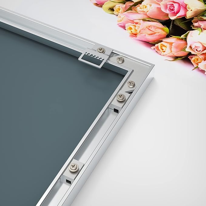 ANYHI Over The Door Mirror, 47"x12" Silver Full Length Mirror with 2 Hooks, Aluminum Brushed Frame, for Bedroom Bathroom