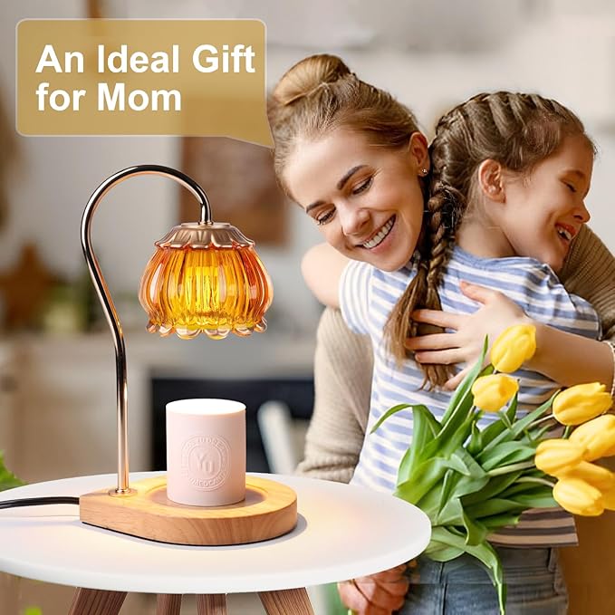 Candle Warmer Lamp with Timer, Dimmable Candle Warmer Lantern Light Gift Electric Fragrance Candle Holders for Warming House Warming Home Decoration Gifts for Women,Orange