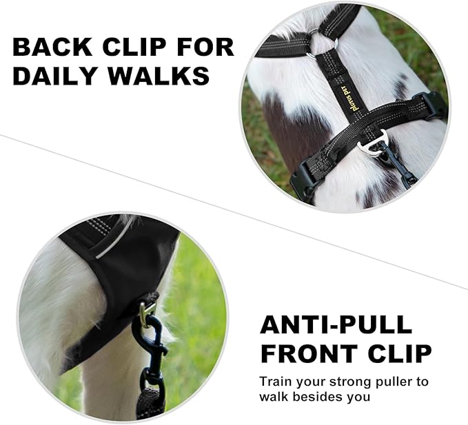 Plutus Pet No Pull Dog Harness, Reflective Adjustable Dog Vest Harness with Handle, Escape Proof, Soft Padded for Small Medium Large Dogs (Black, S)