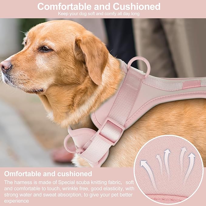Wisedog No Pull Lightweight Dog Vest Harness with Soft and Comfortable Cushion, Breathable Mesh, for Small Medium Large Dogs Walking (XS(Neck: 7.48"-10.63";Chest: 10.63"-15.35"), Gossamer Pink)