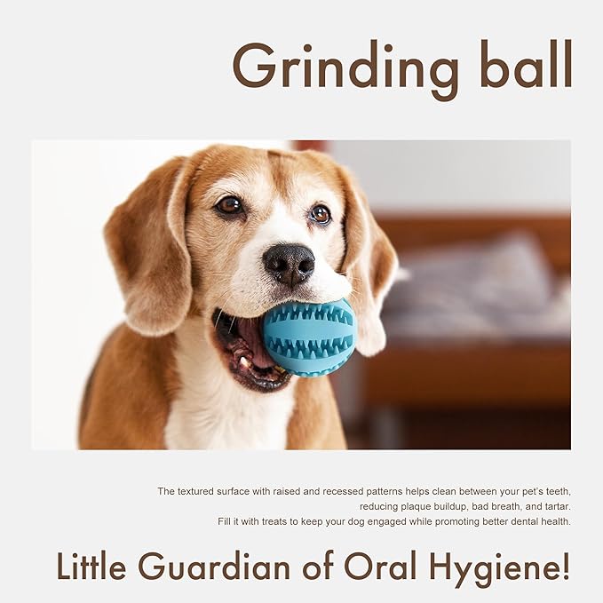 Mira's Pocket Engaging Treat-Dispensing Chew Ball for Dogs - Natural Rubber Puzzle Toy for Teething, Boredom & Dental Health (Blue & Yellow, Large) (Blue & Yellow, Large)