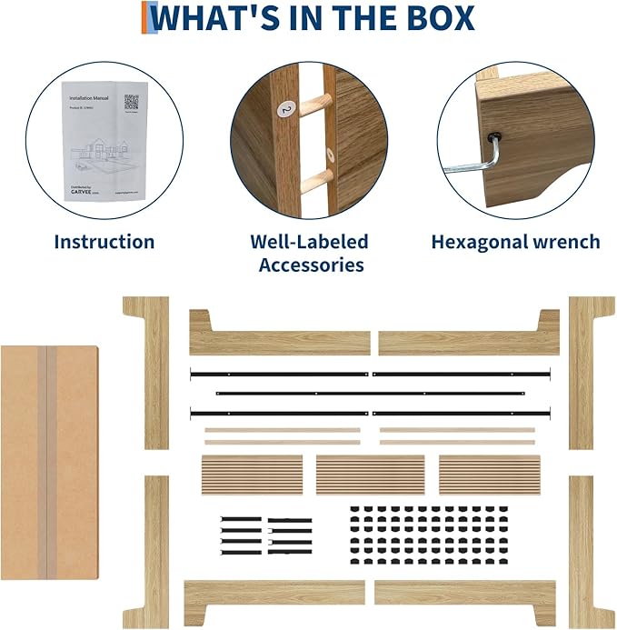 Garvee Wood Platform Bed Frame, Full Size Bed Frame, Wood Slat Support, No Box Spring Needed, Easy Assembly, Noise-Free Design, Underbed Space for Storage