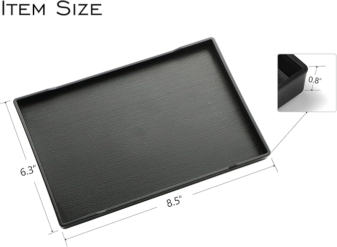 Small Black Mini Serving Tray (8.5 x 6.3 inch) for Serving Accessory, Spa, Coffee, Drinks, Wine, Tea, Bar, Party, Seasoning, Perfume or Display Use.
