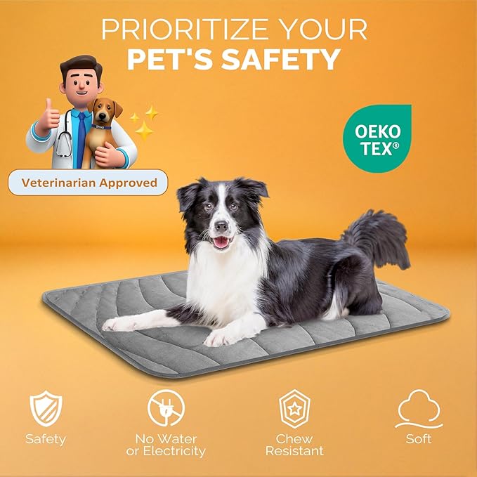 Cozyide Dog Crate Pad, Medium Reversible Dog Cooling Mat(Cool & Warm), Washable Soft Crate Mat for All Season, 28" L x 22" W, Dark Grey & Light Grey