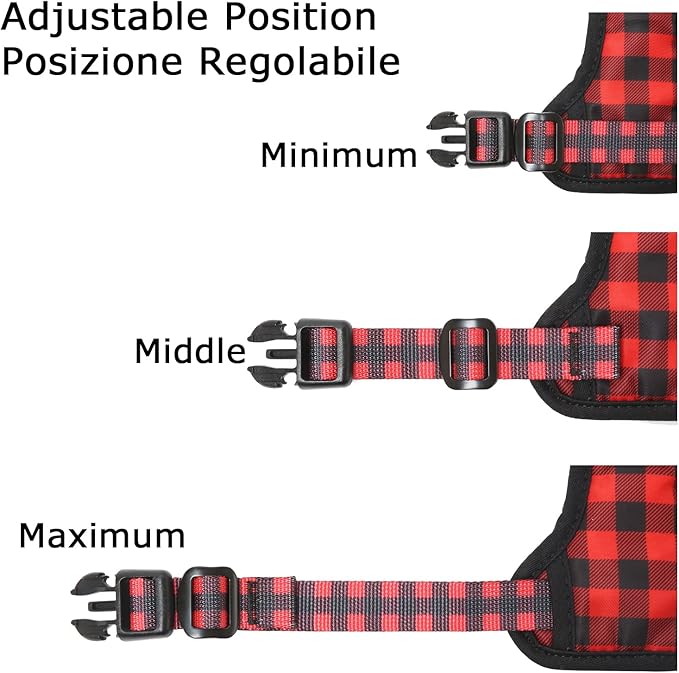 HEELE Dog Harness, No Pull Adjustable Padded Reflective Harness for Small Medium Large Dogs with Handle for Walking Training, Checkered-Red, XL