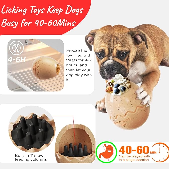 Treat Dispenser Dog Toy for Aggressive Chewers, Dog Frozen Treat Toy to Keep Them Busy, Interactive Chew Toys for Large Dogs, Durable Natural Rubber Material Puzzle Toy