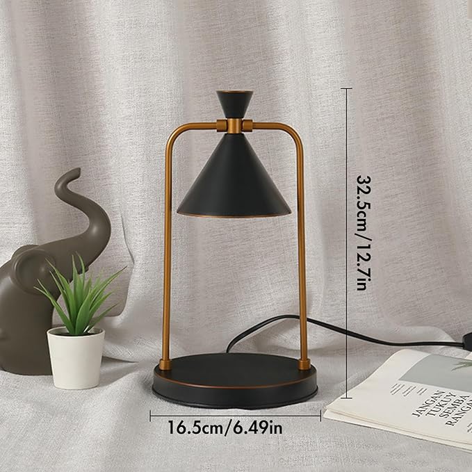 OurLeeme Candle Warmer Lamp - Dimmable Electric Candle Warmer Lamp with Timer Vintage Metal Candle Lamp for Jar Candles Aromatic candleholders for Home Decor (with 2 Bulbs, Black)