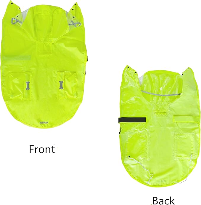 Dog Raincoat Waterproof Rain Poncho with Hoodie, High Reflective Adjustable Pet Rain Jacket with Leash Hole for Small Medium and Large Dogs (Fluorescent Green, X-Large)