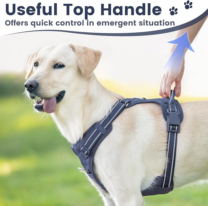 No Pull Dog Harness, Reflective Puppy Vest for Small Medium Large Sized Dog(Prussian Blue,S)