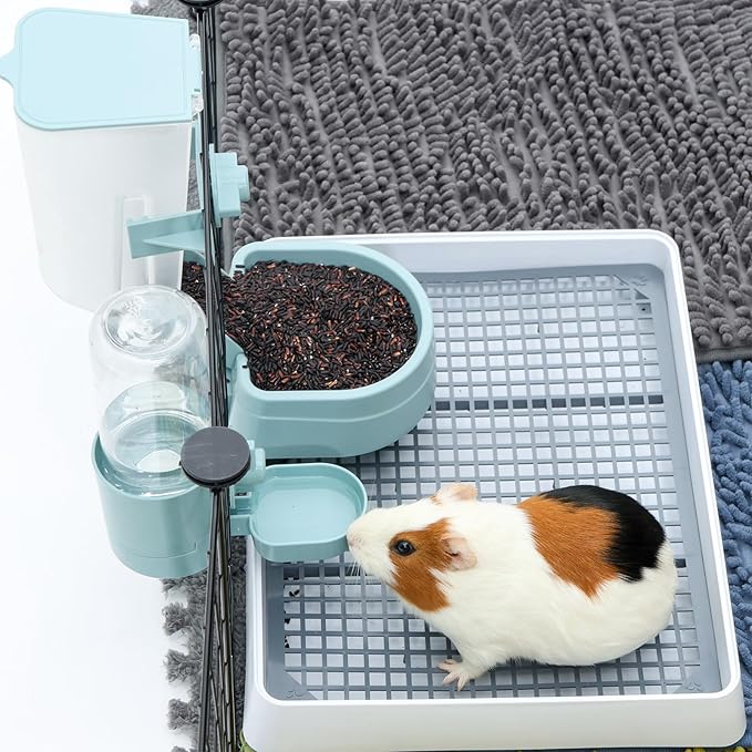 Oncpcare Rabbit Food and Water Bowl Set for Cage - Small Animal Food Dish for Rabbits, Ferrets, Cats, Birds