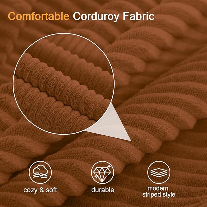 COMAX Convertible Sofa Bed, Folding Floor Couch Corduroy Fold Out Couch Bed Futon Sleeper Mattress with Pillows, Boneless Sofa Comfy Lounge Loveseat for Living Room Bedroom, Orange