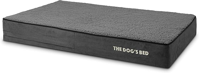 The Dog’s Bed Orthopedic Memory Foam Dog Bed, XL Grey Plush 46x28, Pain Relief for Arthritis, Hip & Elbow Dysplasia, Post Surgery, Lameness, Supportive, Calming, Waterproof Washable Cover