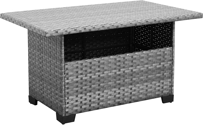 Outside Patio Table 46 Inches Outdoor Coffee Table with Storage Outdoor Dining Table, Grey