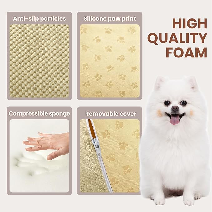 Dog Stairs for Small Dogs, High Density Foam Dog Steps, Extra Wide Non-Slip Pet Ramp for High Beds Or Couch, Soft Doggie Ladder for Dogs Injured, Older Pets, Small Cats