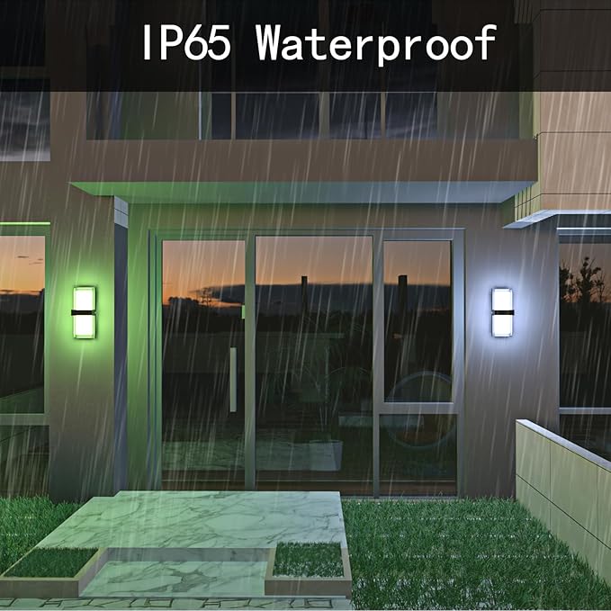 RGBCWW Color Changing LED Outdoor Wall Lights,14in 22W Smart Exterior Wall Sconces, IP65 Waterproof Outdoor Porch Lights,Tuya App Control for Front Door,Garage & Yards