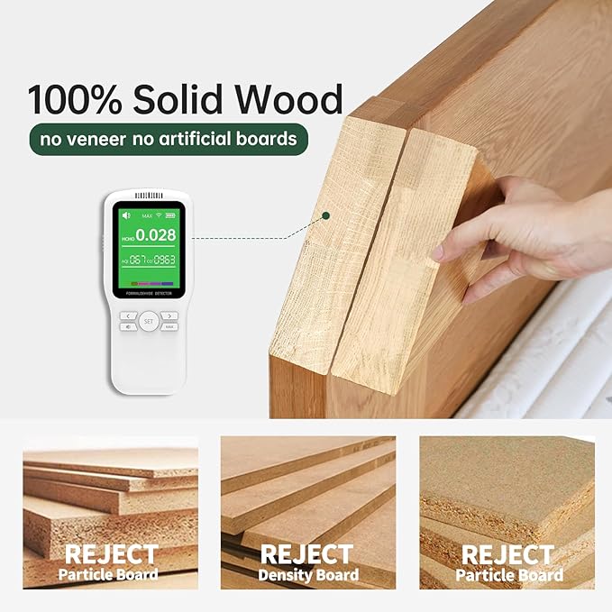 100% Solid Wood Upholstered Dining Chairs, Mid Century Modern Oak Dining Chairs with Curved Back Design with Butterfly Wing Shape for Kitchen, Dining Room, Restaurant (2PK, Log Color-Gray Cushion)