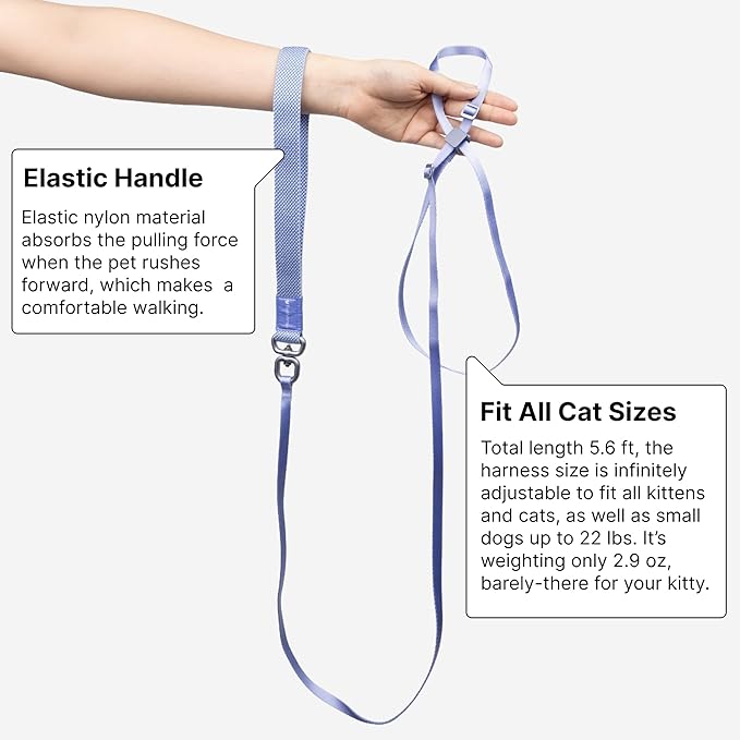 Cat Harness and Leash 2-in-1, Escape Proof Anti-Chocking Harness Adjustable Lighweight Leash for Walking Outoor Training for Kitten Small Large Cats Puppy, US IDA Bronze Award (Linen)