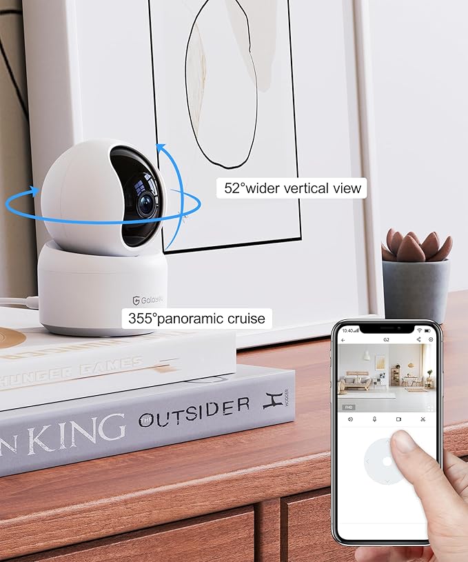 GALAYOU Indoor Security Camera 2K, 360 Degree 2.4G WiFi Home Security for Baby/Pet/Elder/Nanny with Night Vision, 24/7 SD Card Storage, Works with Alexa and Google Assistant G2-2Pack
