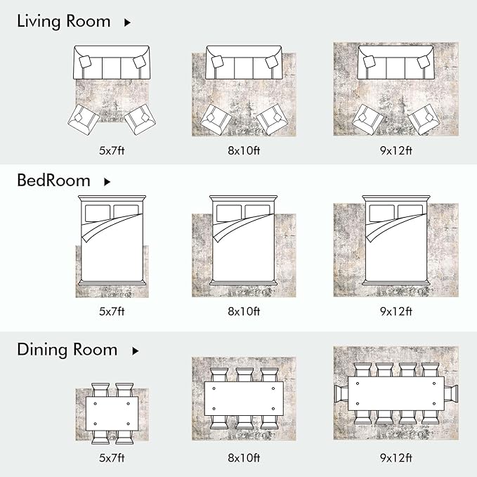 Area Rug Living Room Rugs - 6x9 Modern Abstract Soft Indoor Neutral Washable Rug Stain Resistant Non-Slip Low Pile Carpet for Bedroom Dining Room Home Office - Charcoal Grey
