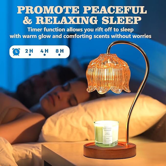 GEEZO Fragrance Candle Warmer Lamp,Electric Candle Warmer with Timer & Dimmer,Mom Christmas Birthday Gifts for Women, House Warming Gifts New Home Bedroom Decor