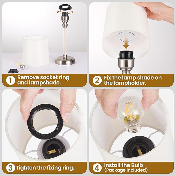 Cordless Small Table Lamp, 6000mAh Rechargeable Battery Powered,LED Touch Control Dimmable Bedside Operated Table Top,Light for Bedroom/Home/Restaurant/Entryway/Dining/Living Room(Brushed Nickel-High)