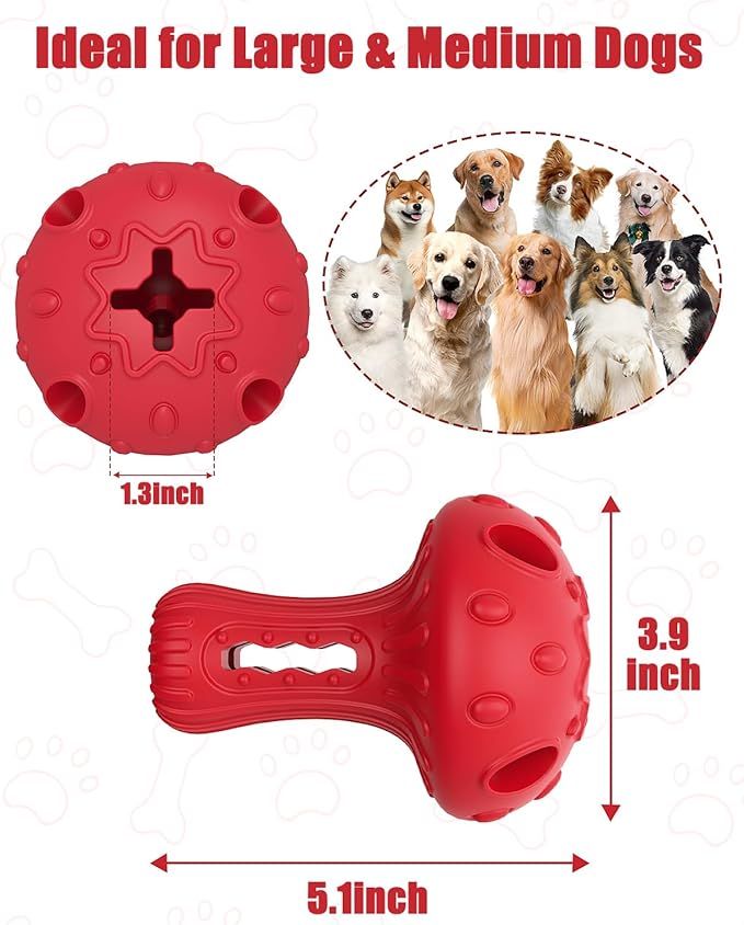 Dog Chew Toys for Aggressive Chewers, Rubber Treat Dispensing Stimulation Toy to Keep Them Busy, Durable Interactive Enrichment Puzzle Toy for Medium Large Breed Dogs