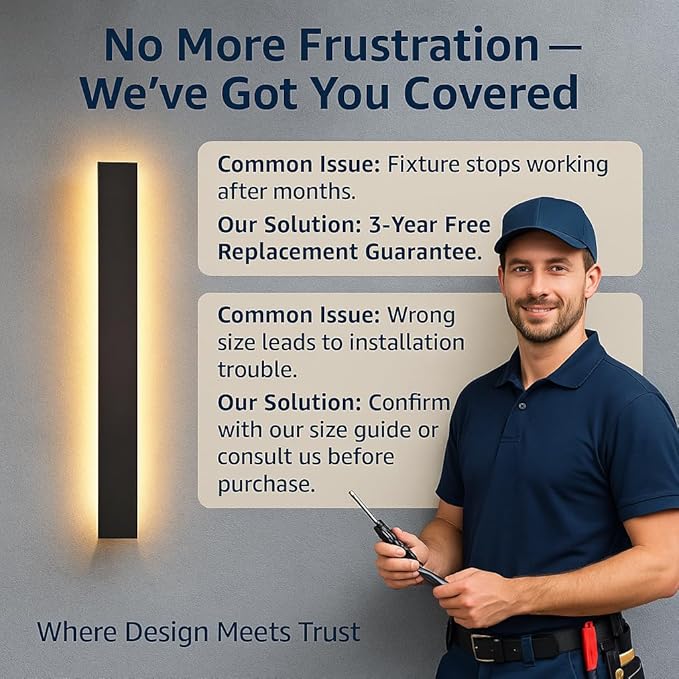 Modern Outdoor Lights, 59 Inch LED Wall Sconce, Black Waterproof Exterior Light Fixture, Single Wall Mount Lighting for Front Porch, Entryway, Garage Side Door