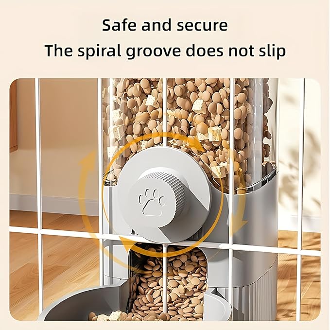 GPY Automatic Hanging Gravity Pet Feeder and Water Dispenser Set ,Automatic Rabbit Feeder and Dog Water Dispenser for Dogs Cats Pets Animals Large Capacity (Blue Water Feeder&Food Feeder) (Grey)