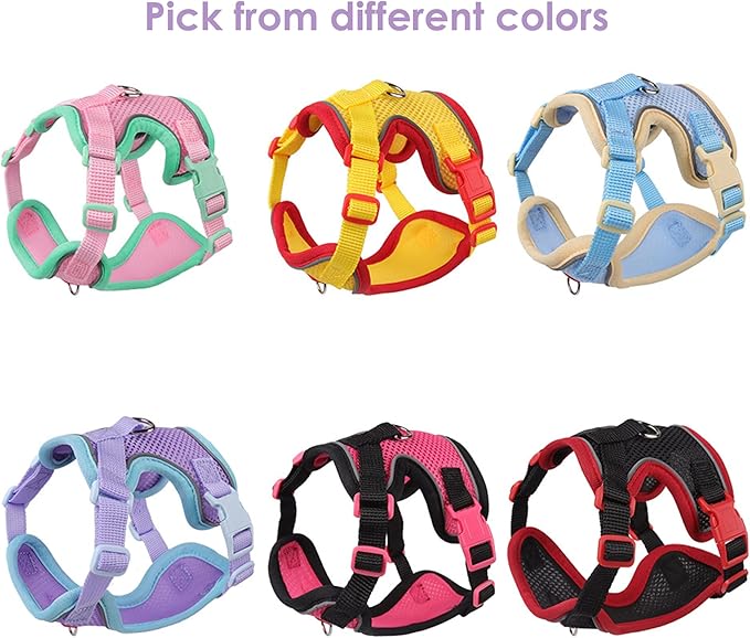 Cat Harness and Leash Set for Walking – Escape-Proof Reflective Vest for Cats and Small Dogs, Adjustable Soft Air Mesh with Pressure-Reducing Design, 4.92ft (Red & Yellow, S)