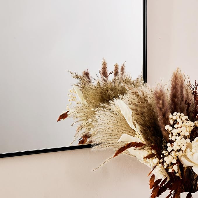 ANDY STAR Arched Mirror, 30 x 36 Inch Black Wall Mirror in Stainless Steel Metal Frame, Arch Top Rounded Corner 1 Inch Deep Set Design Wall Mount Hangs Vertical