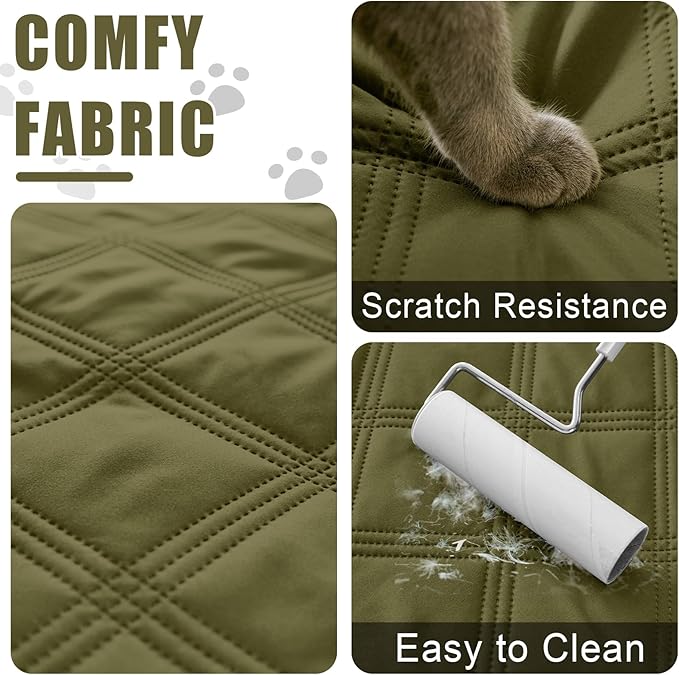 Smiry Waterproof Dog Bed Cover Blanket 82x102, Soft Reversible Pet Blanket, Washable Leakproof Cats Dogs Couch Cover for Sofa, Couch, Furniture, Green/Navy