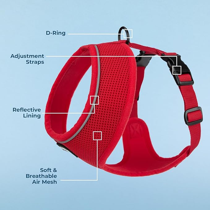 Best Pet Supplies Voyager Aerolite No Pull Mesh Dog Harness, Reflective Stitching, Breathable Harness, Adjustable for Walking, Training, Running, Heavy Duty and Durable, Red, XL