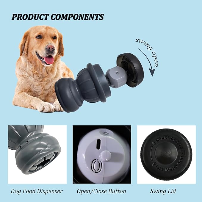 Smart Interactive Dog Chew Toy with Auto-Pause Tech ABS Chew Toys for Dogs, Treat Dispenser for Aggressive Chewers for Small or Medium Dogs