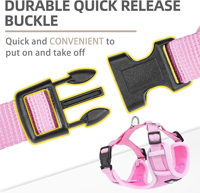PUPTECK Small Dog Harness and Leash Set, No Pull Adjustable Puppy Cat Harness, Reflective Soft Mesh Pet Vest Medium Sized