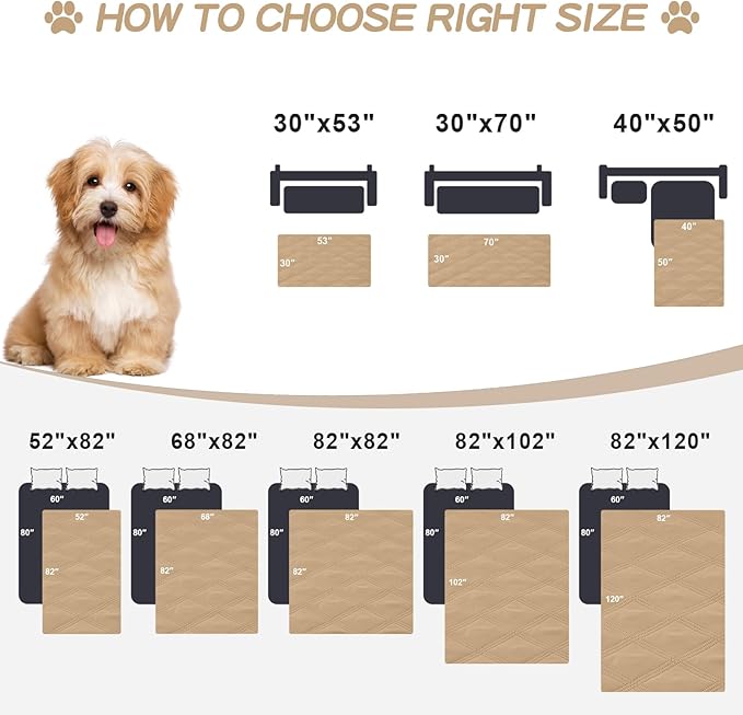 Smiry Waterproof Dog Bed Cover Blanket 82x82, Soft Reversible Pet Blanket, Washable Leakproof Cats Dogs Couch Cover for Sofa, Couch, Furniture, Camel/Beige
