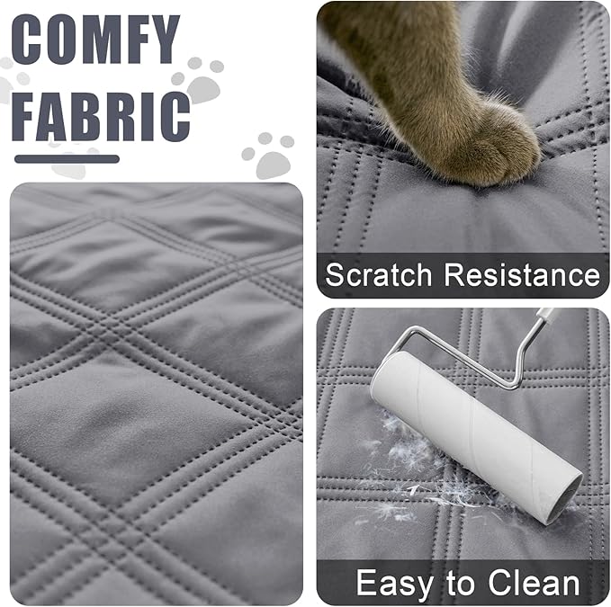 Smiry Waterproof Dog Bed Cover Blanket 82x82, Soft Reversible Pet Blanket, Washable Leakproof Cats Dogs Couch Cover for Sofa, Couch, Furniture, Grey/Dark Grey