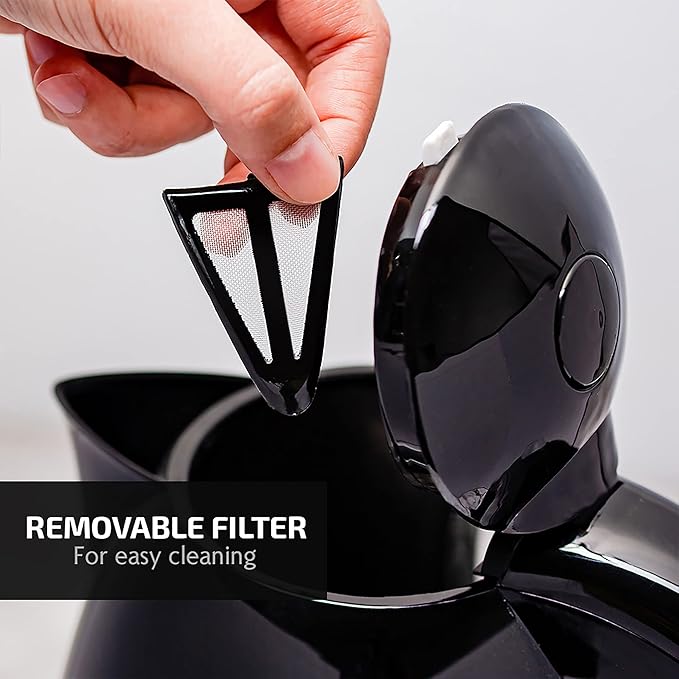 OVENTE Electric Kettle, 1.7L Fast Boiling Water Heater for Coffee or Tea, BPA Free with Water Level Gauge, Auto Shut-Off, Boil-Dry Protection, Indicator Light and Removable Filter, Black KP72B