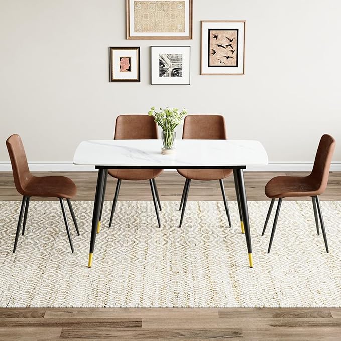 50'' Dining Table Set for 4, Dining Room Sets for 4, Sintered Stone Dining Table Chairs Set of 4, Easy to Assemble,Suitable for Small Spaces