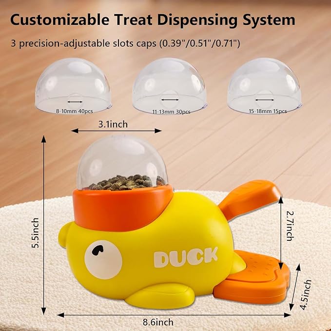 Duck Treat Dispenser for Dogs to Train Problem-Solving Skills,Dog Slow Feeder Puzzle Toy Prevents Bloating,Interactive Treat Dispensing Toy for Medium and Small Cats,Dogs,Other Pets