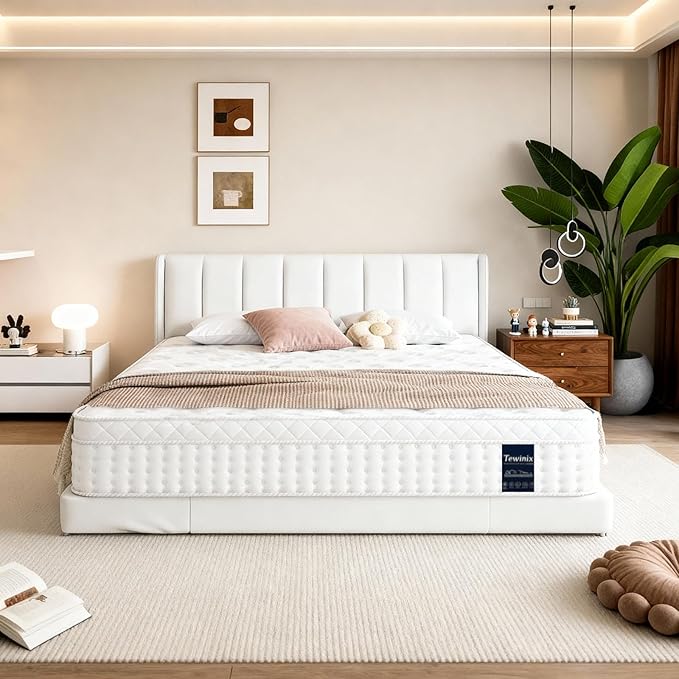 12 Inch Queen Mattress, Plush Hybrid Mattresses with Gel Memory Foam in a Box, Individual Pocket Springs for Pressure Relief & Motion Isolation, CertiPUR-US Certified,100-Night Trial